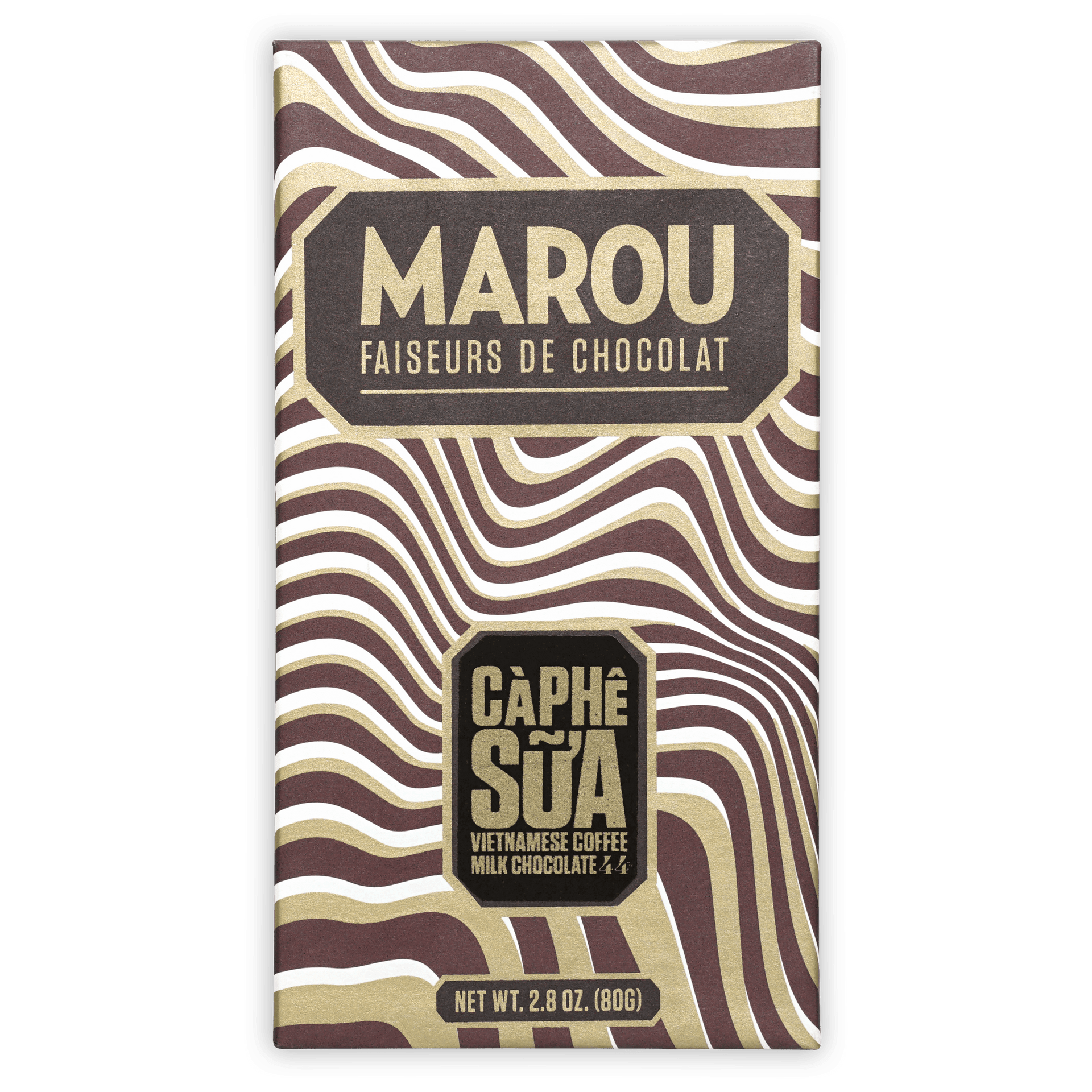 Marou Vietnamese Coffee Milk Chocolate 44% bar with café sữa wavy wrapper