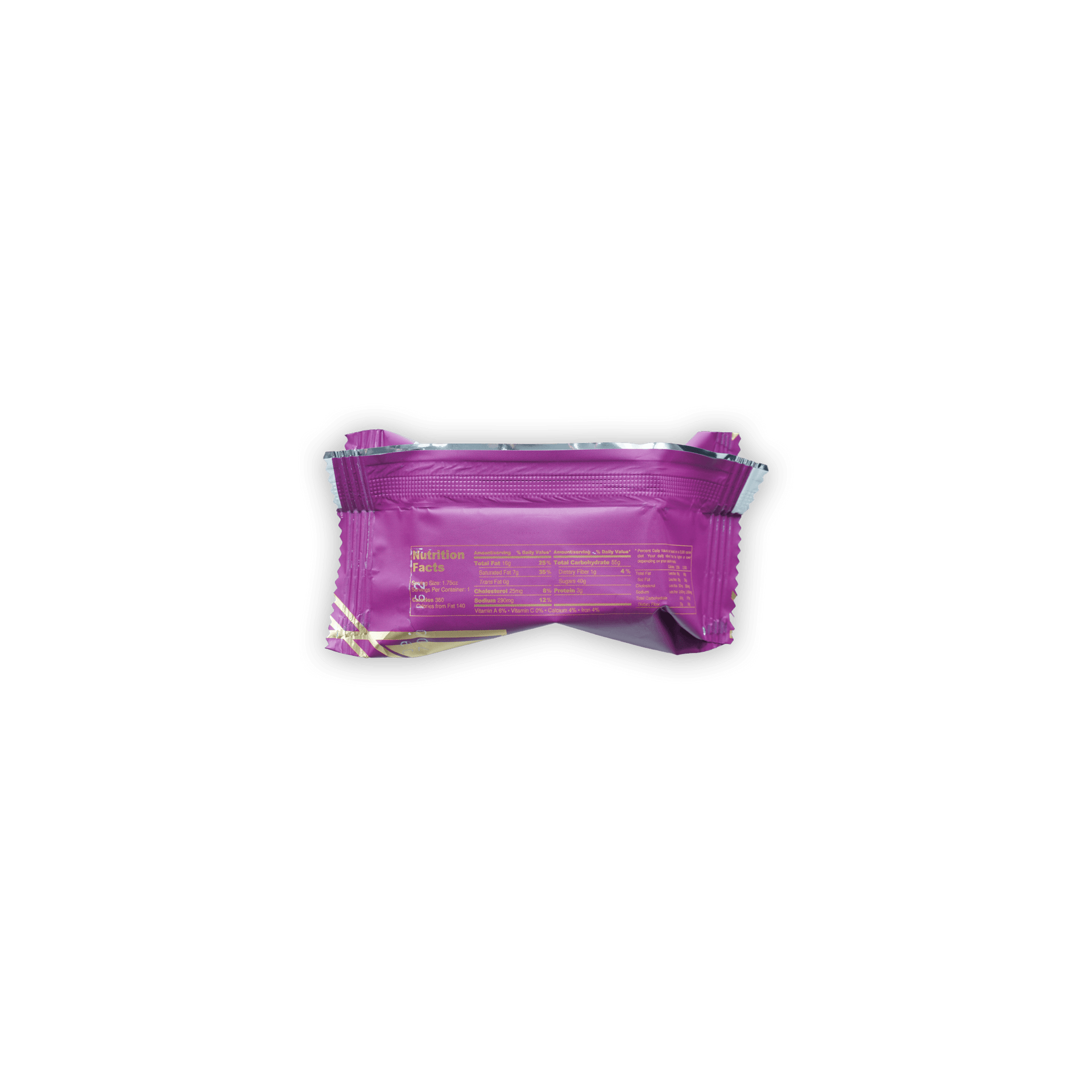 Mayana Chocolate Mini Pecan Paradise purple foil bar with silver seal