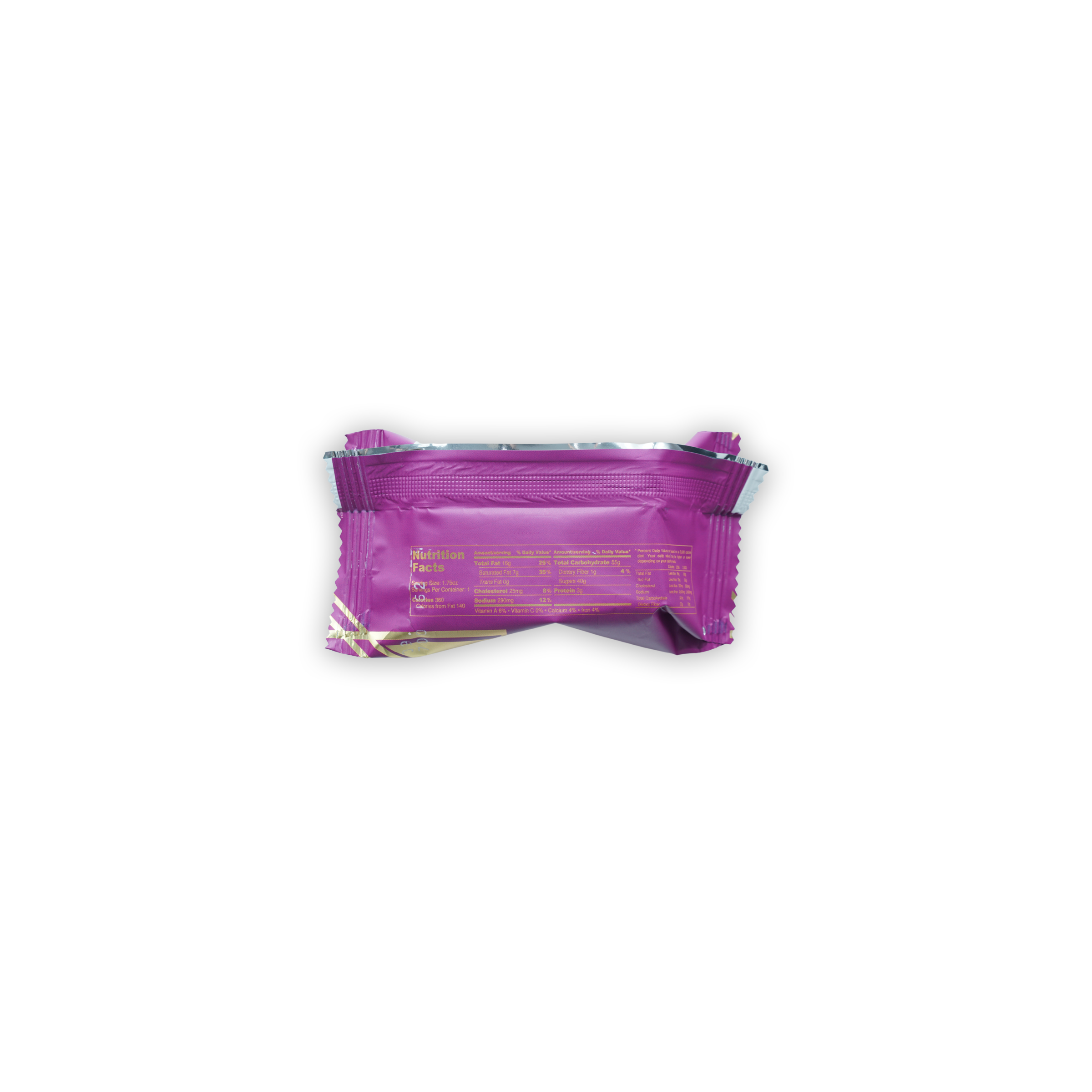 Mayana Chocolate Mini Pecan Paradise purple foil bar with silver seal