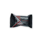 Sleek black and red Mayana Chocolate Peppermint Mini Bar with geometric design