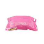 Back of Mayana Chocolate Mini Strawberry Rose Bar with pink glossy wrapper, gold foil accent, and nutrition facts