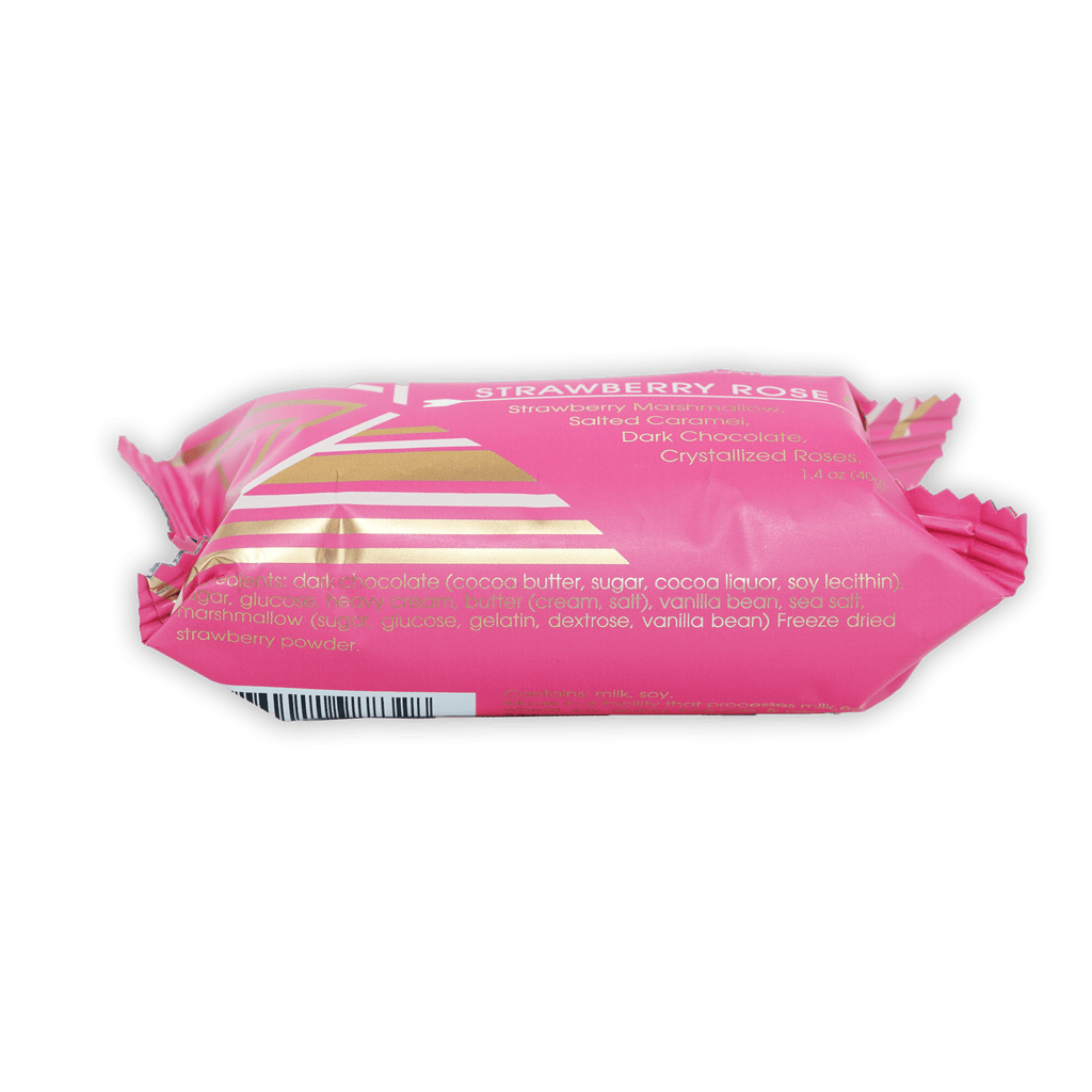 Mayana Chocolate Mini Strawberry Rose Bar pink gold striped wrapper