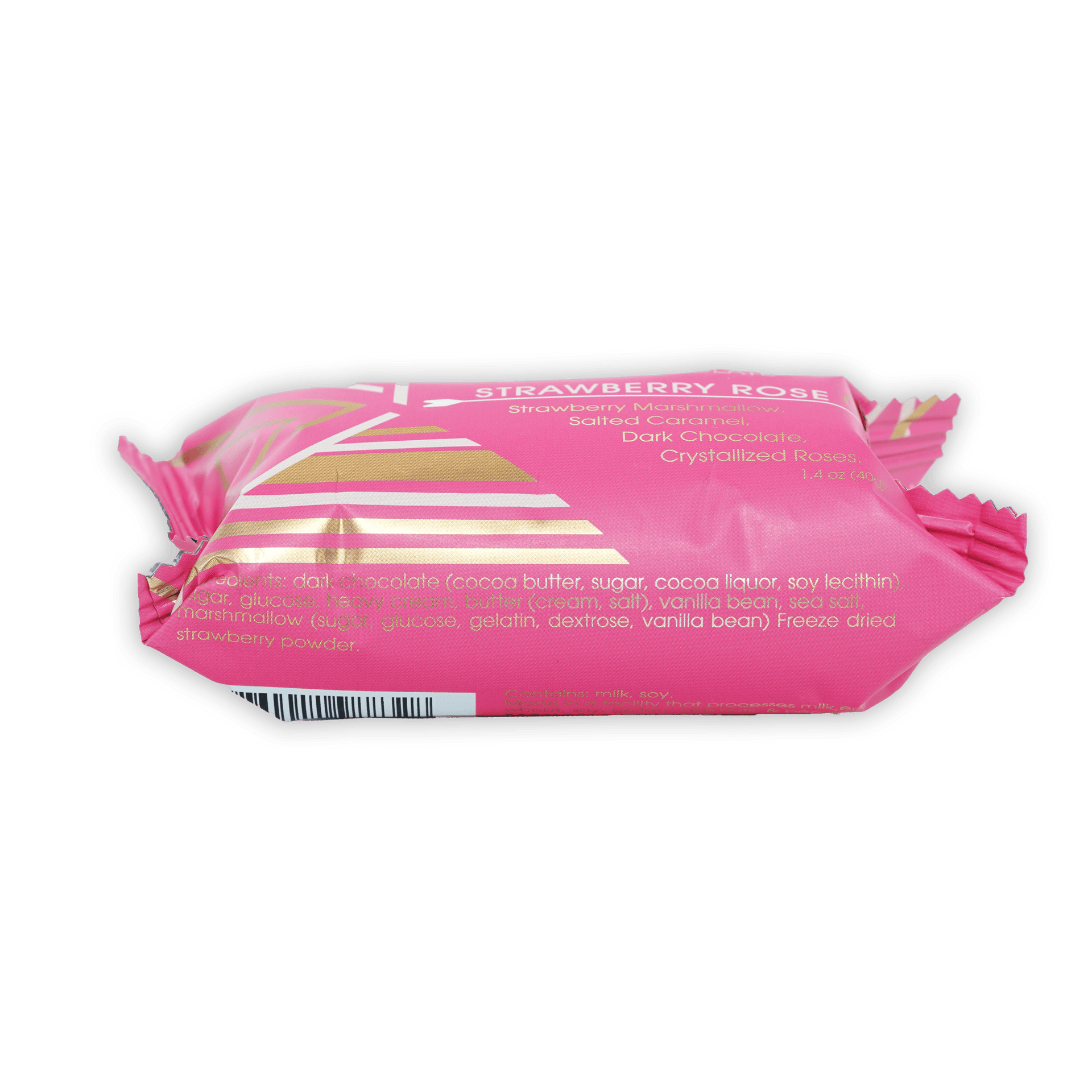 Mayana Chocolate Mini Strawberry Rose Bar pink gold striped wrapper