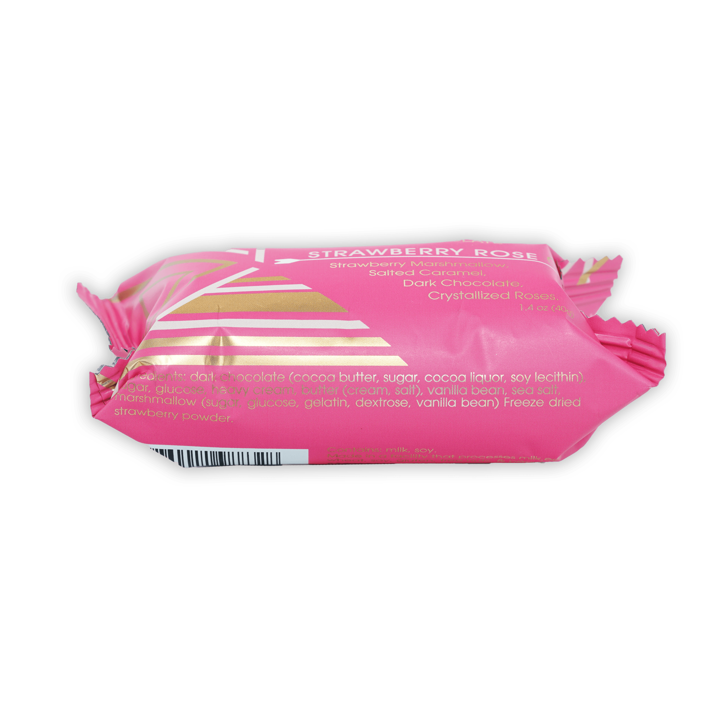 Mayana Chocolate Mini Strawberry Rose Bar pink gold striped wrapper