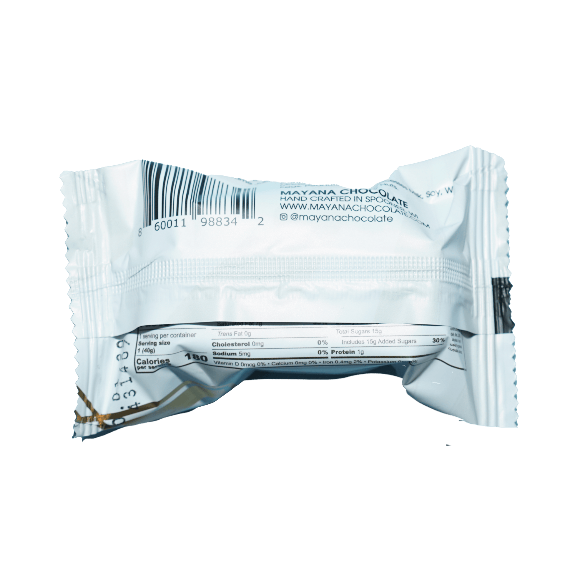 Mayana Chocolate Mini Coconut Lime Bar, white foil-wrapped