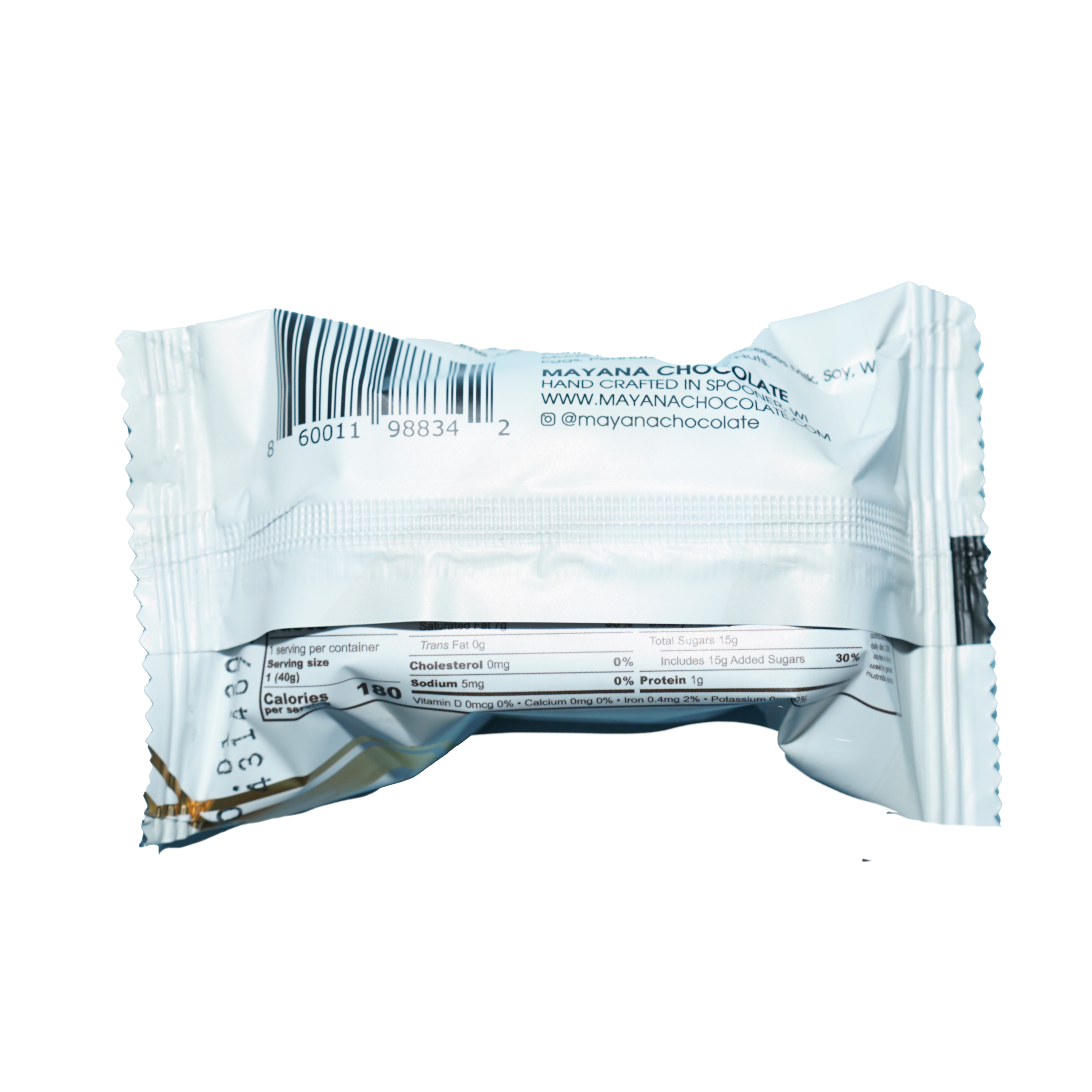 Mayana Chocolate Mini Coconut Lime Bar, white foil-wrapped