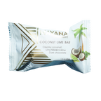 Mayana chocolate mini coconut lime bar in white gold wrap with palm tree design