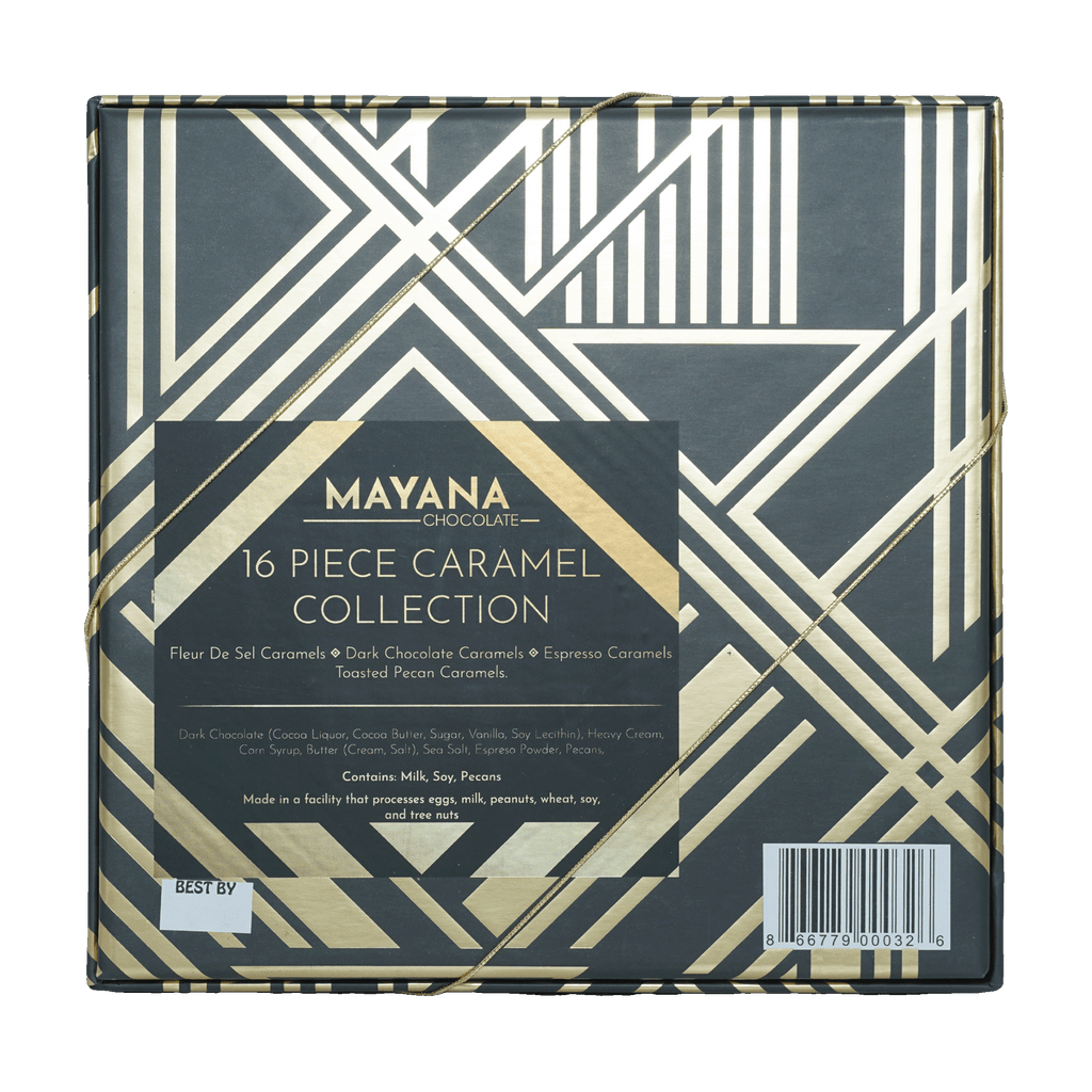 Mayana Chocolate 16-piece caramel collection in black gold box
