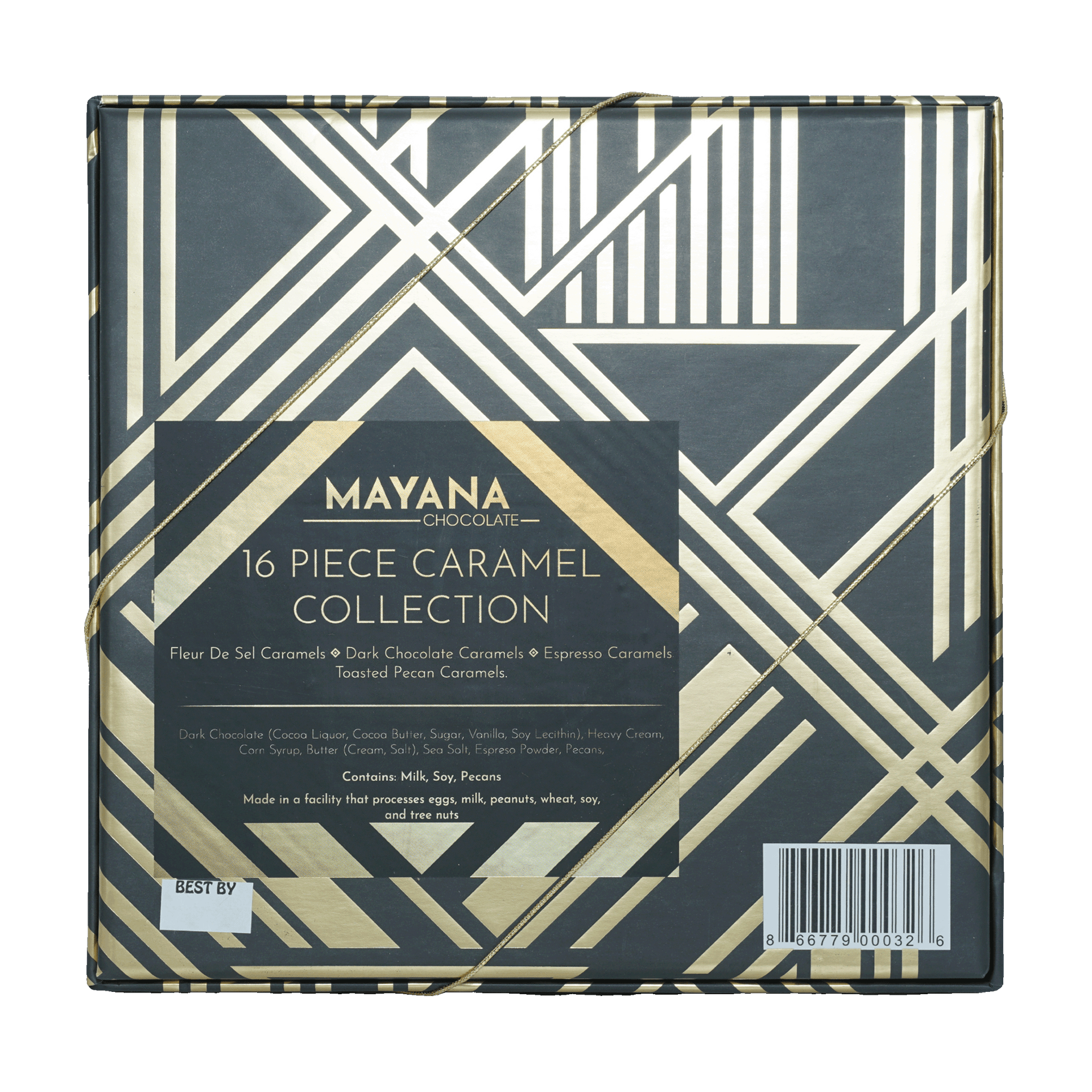 Mayana Chocolate 16-piece caramel collection in black gold box