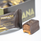 Mayana Chocolate Mini Coffee Break Bar with dark chocolate coating, caramel filling, crushed topping