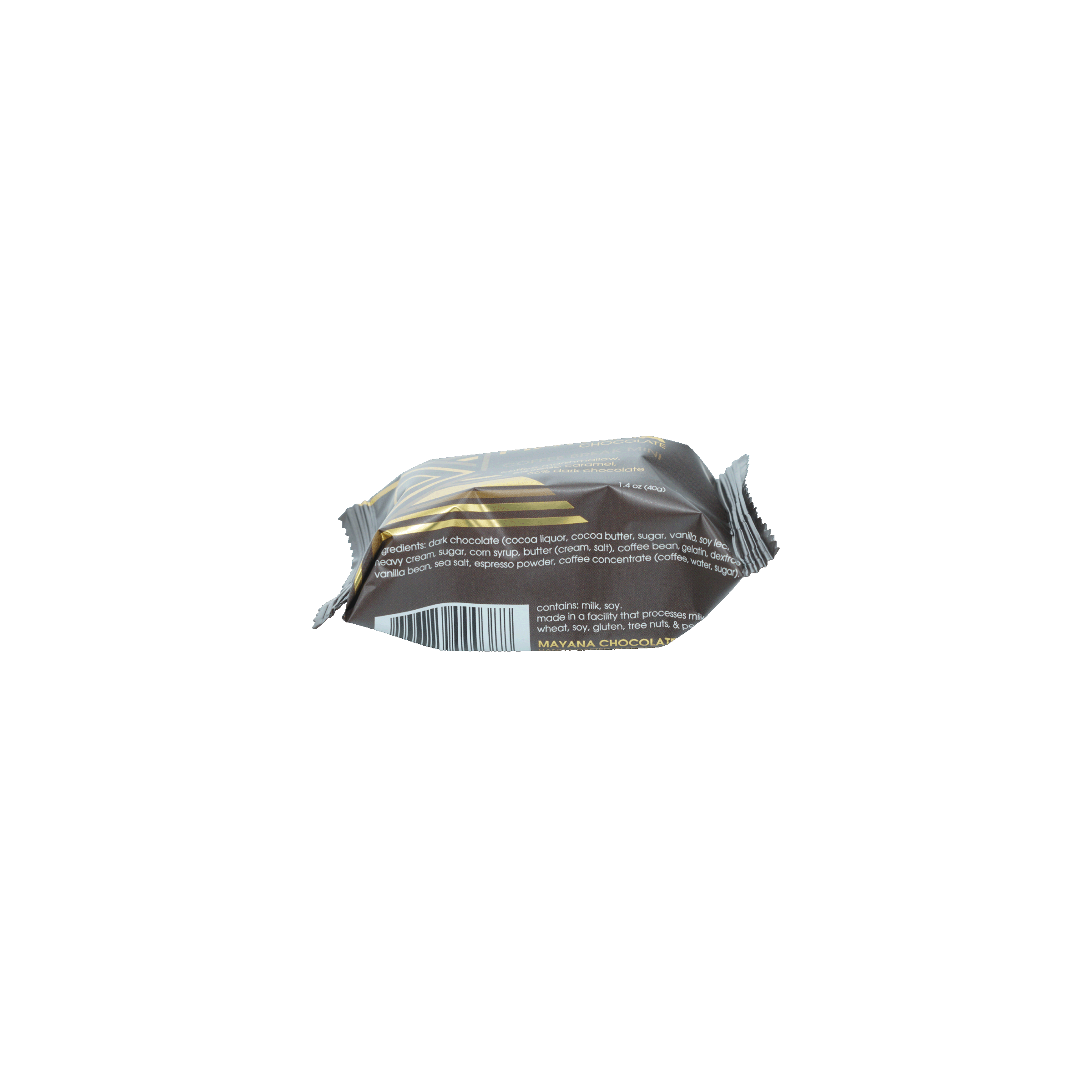 Mayana Chocolate Mini Coffee Break Bar in sleek silver black gold wrapper