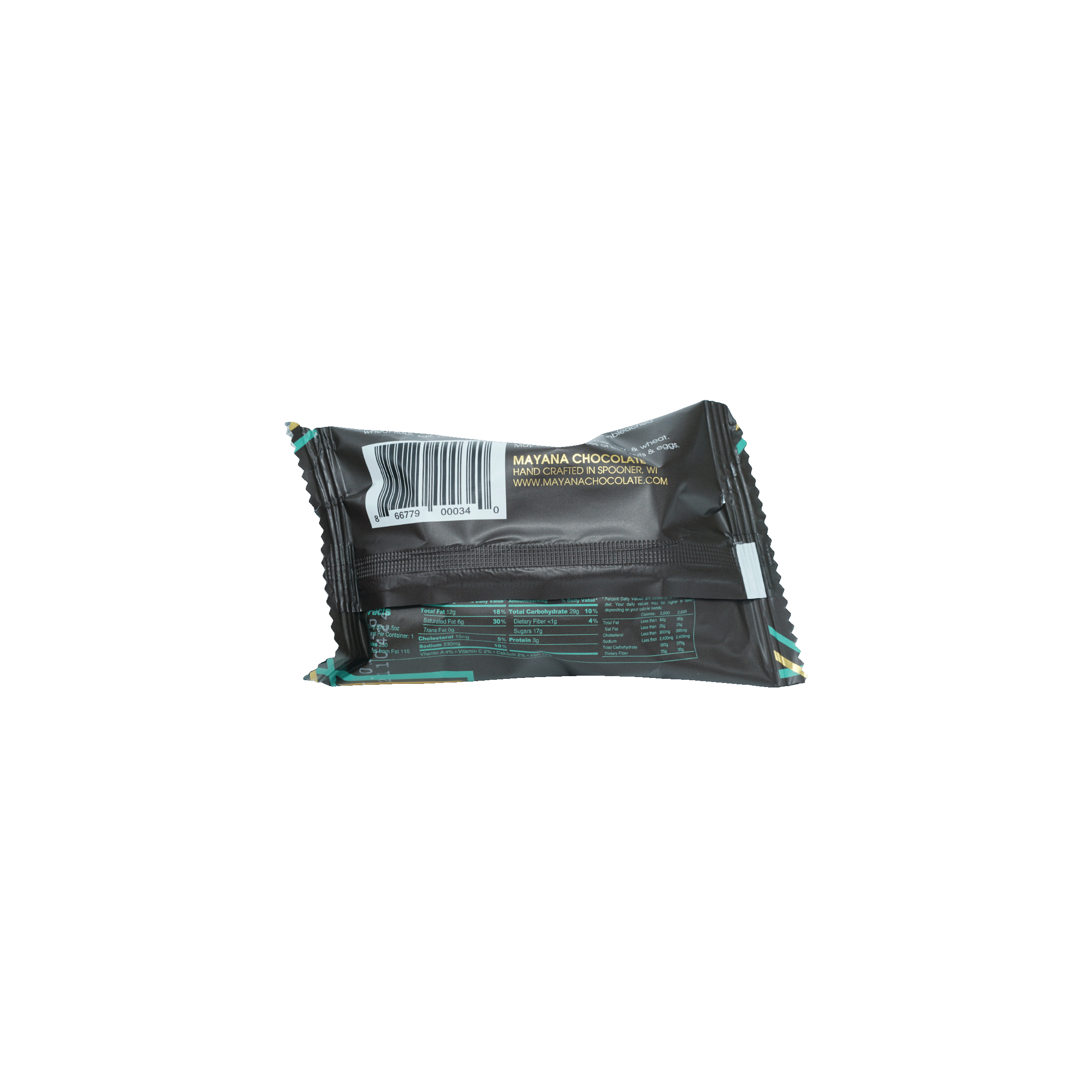 Mayana Chocolate Mini Kitchen Sink Bar black package teal accents barcode