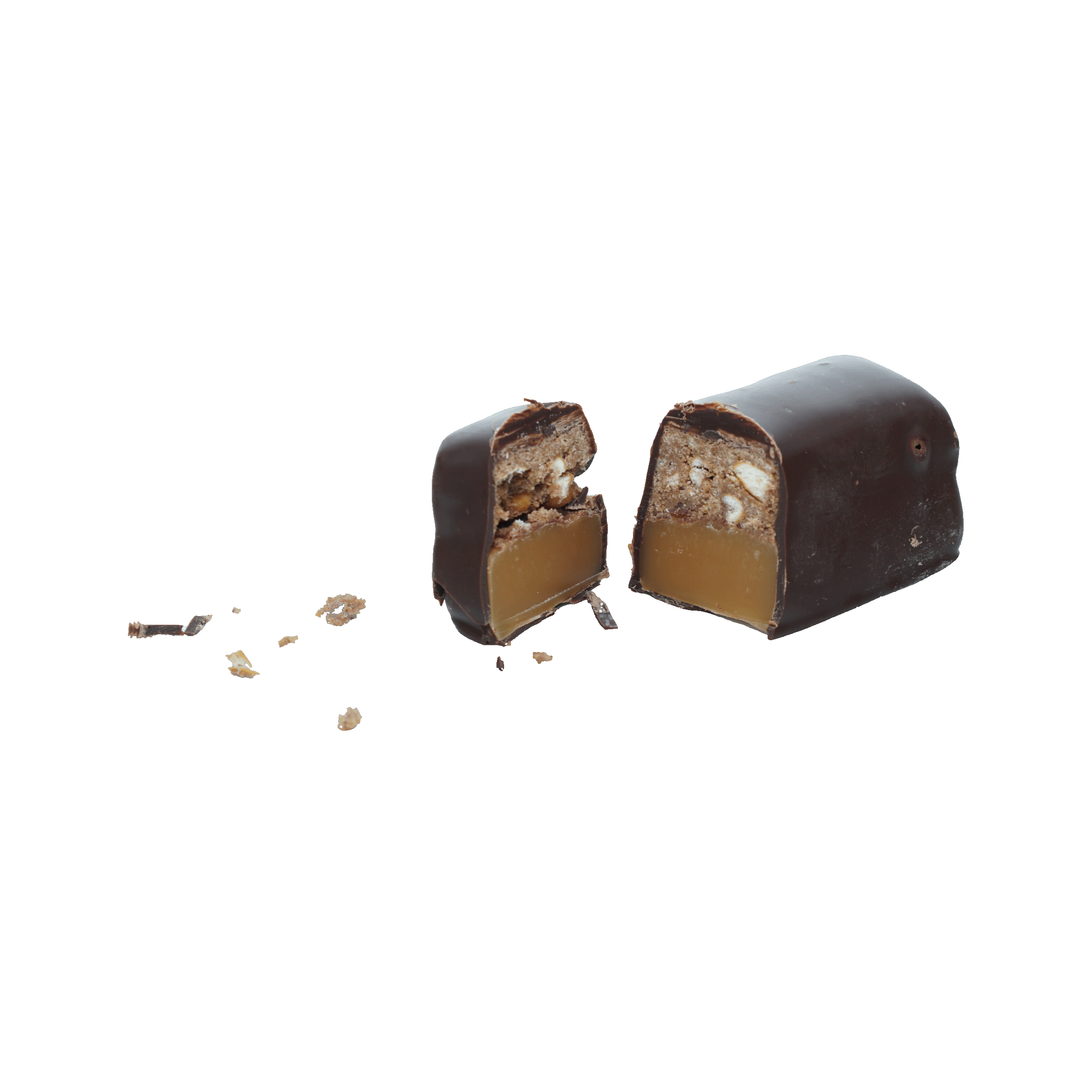 Broken Mayana Chocolate Mini Kitchen Sink Bar with nuts revealed