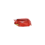 Back of Mayana Chocolate Mini Mayan Spice Bar with crinkled red plastic package, yellow zipper pull and nutritional info