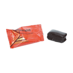 Vibrant orange-wrapped Mayana Chocolate Mini Mayan Spice Bar with glossy dark coating