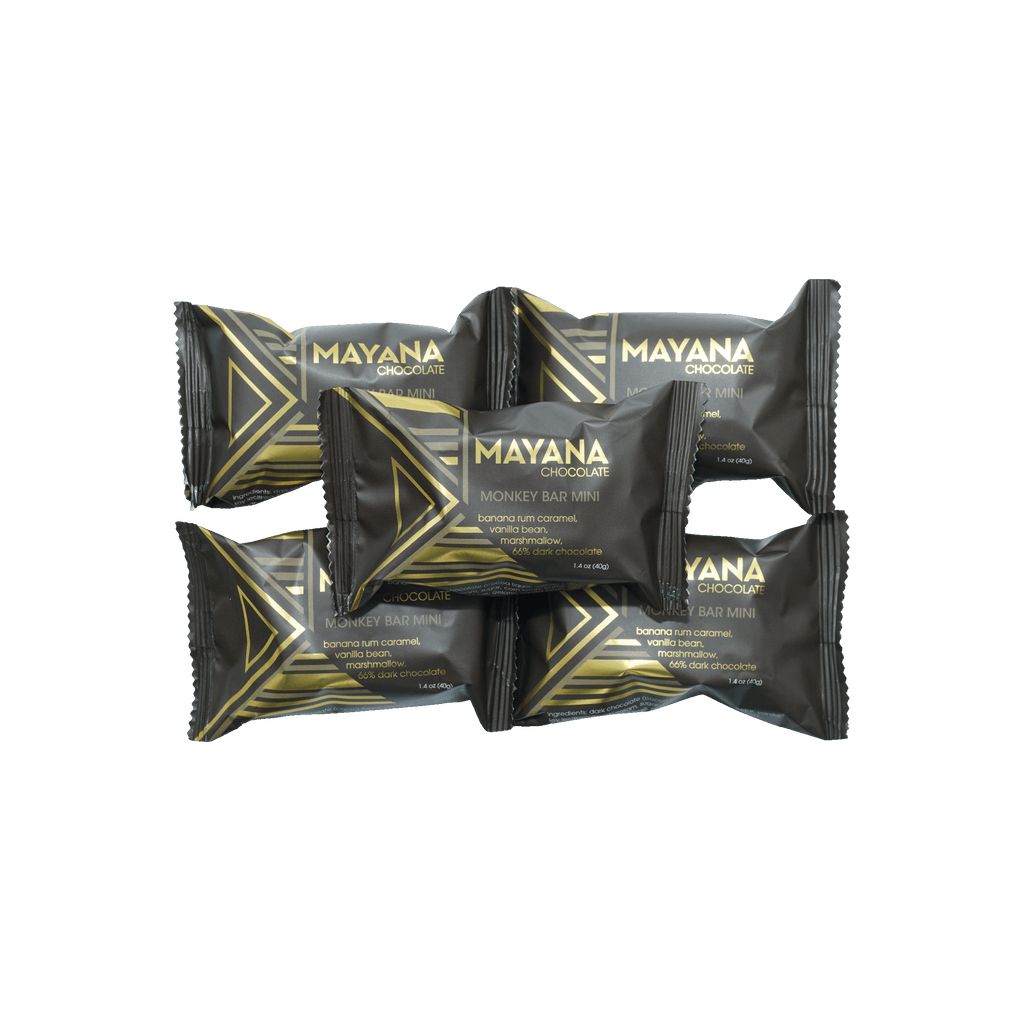 Black and gold Mayana Chocolate Mini Monkey Bar mini bars