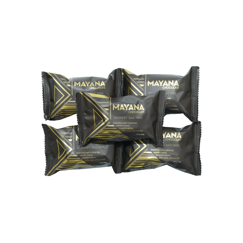 Black and gold Mayana Chocolate Mini Monkey Bar mini bars