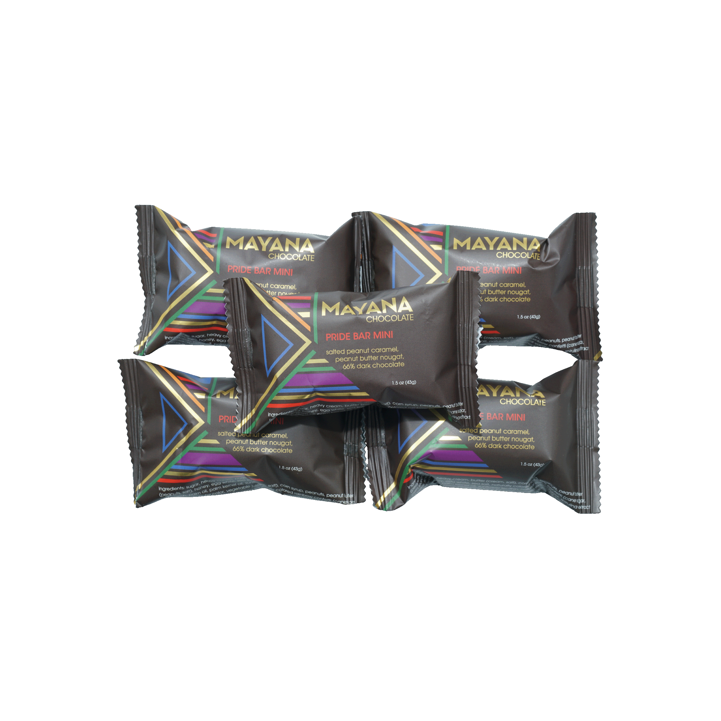 Mayana Chocolate Mini Pride Bar with rainbow stripes