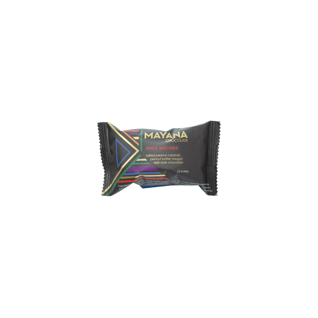 Mayana Chocolate Mini Pride Bar, 48g black foil with rainbow accents