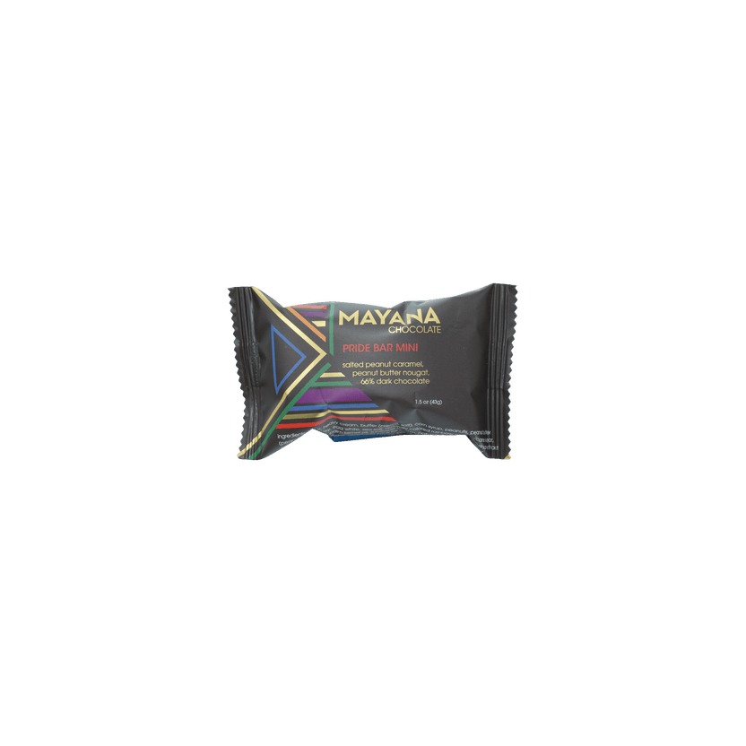 Mayana Chocolate Mini Pride Bar, 48g black foil with rainbow accents