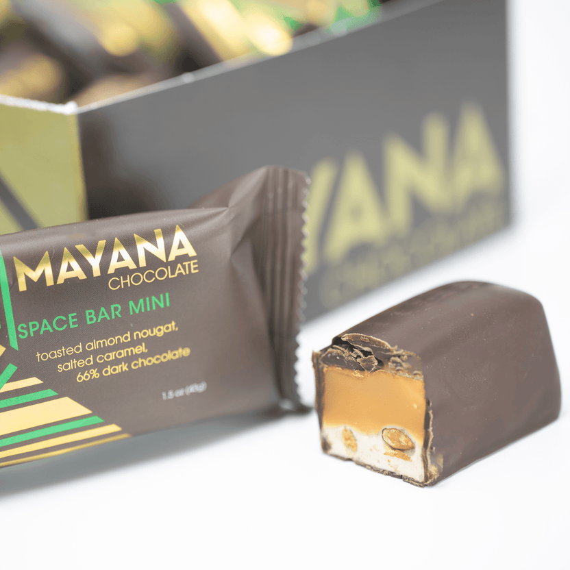 Mayana Chocolate Mini Space Bar: 1.8 oz dark chocolate with nougat and caramel