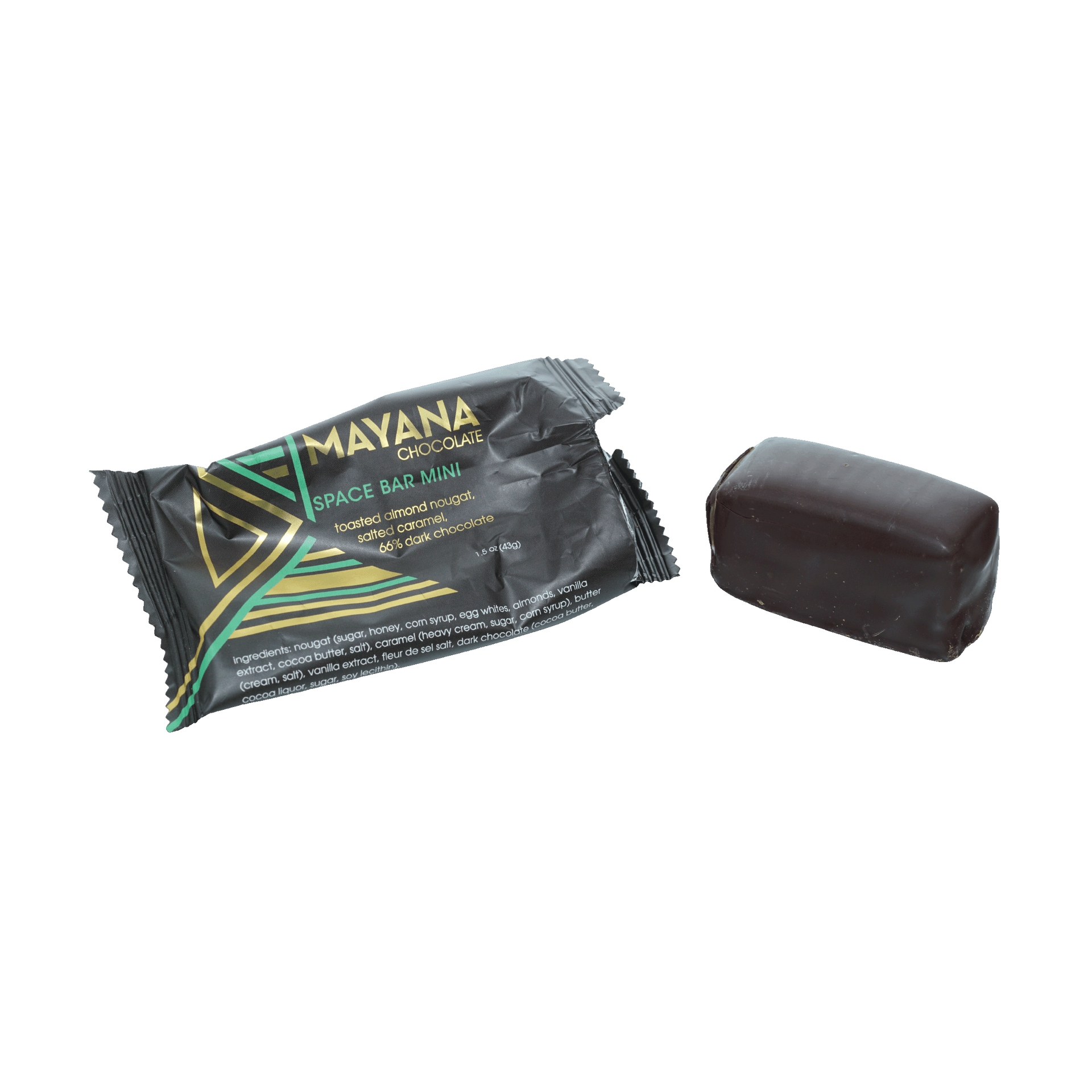 Mayana Chocolate Mini Space Bar with dark chocolate, nougat, and caramel