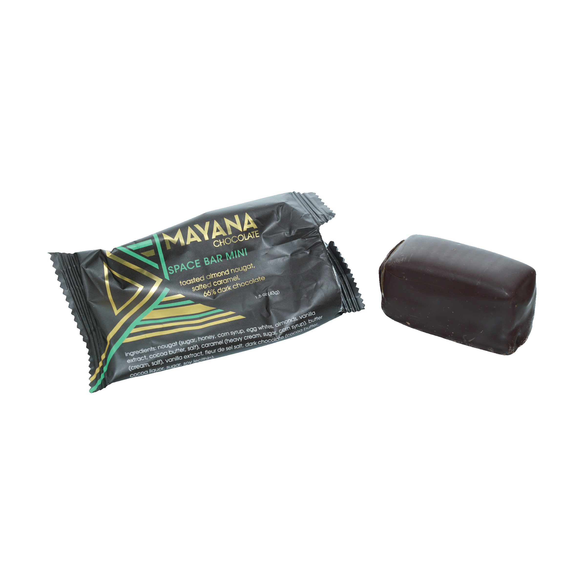 Mayana Chocolate Mini Space Bar with dark chocolate, nougat, and caramel