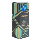 Mayana Chocolate Space Bar in sleek black gold teal geometric box