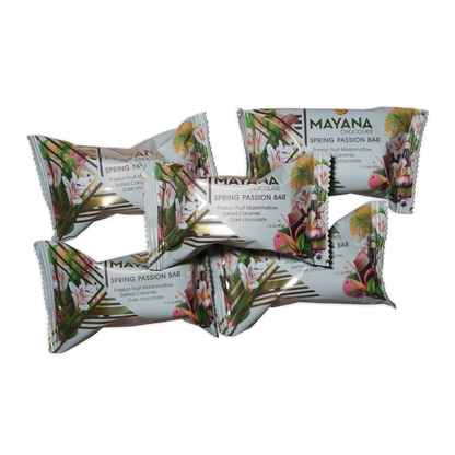 Mayana Chocolate Mini Spring Passion Bar in colorful floral packaging