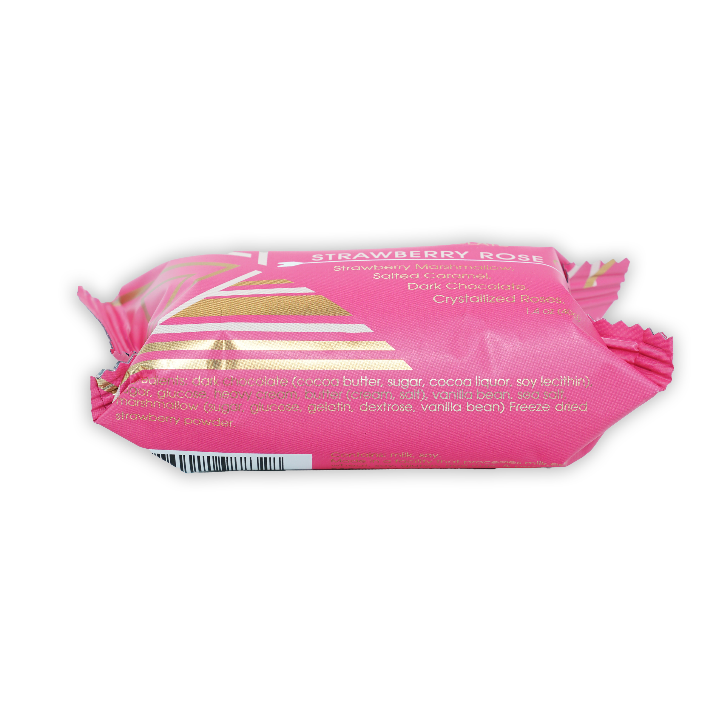 Mayana Chocolate Mini Strawberry Rose Bar pink gold striped wrapper