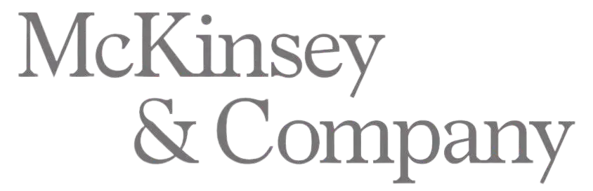 Gray metallic serif logo for mckinsey & company.