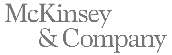Gray metallic serif logo for mckinsey & company.