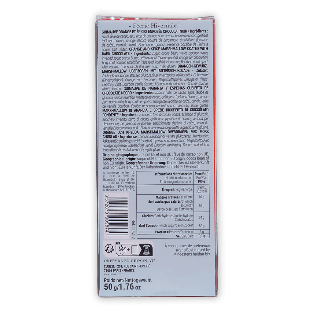 Michel Cluizel fée hivernale chocolate marshmallow bear box back