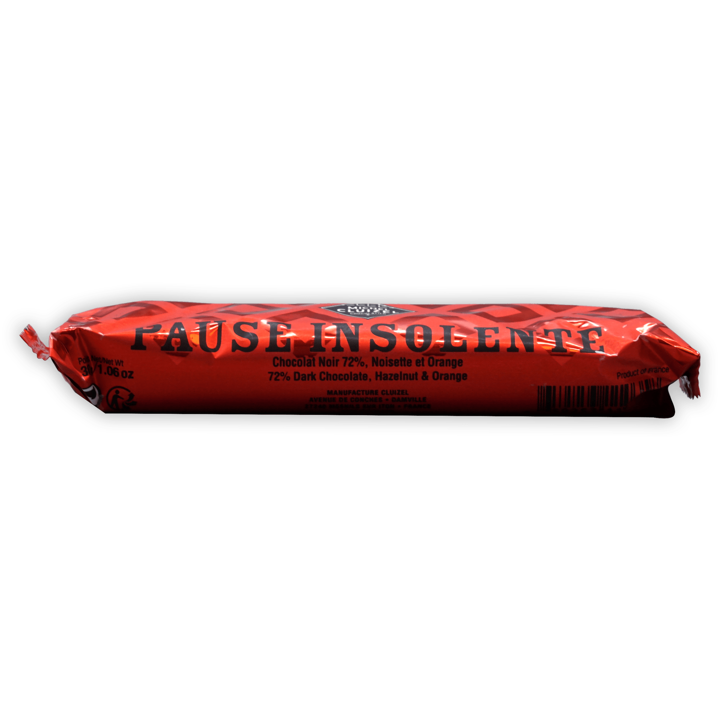 Michel Cluizel Pause Insolente 72% dark chocolate bar with hazelnut orange