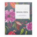 Mission chocolate brasil 100% cacao dark chocolate bar in vibrant floral box with pink red and green botanical illustrations