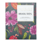 Mission chocolate brasil 100% cacao dark chocolate bar in vibrant floral box with pink red and green botanical illustrations