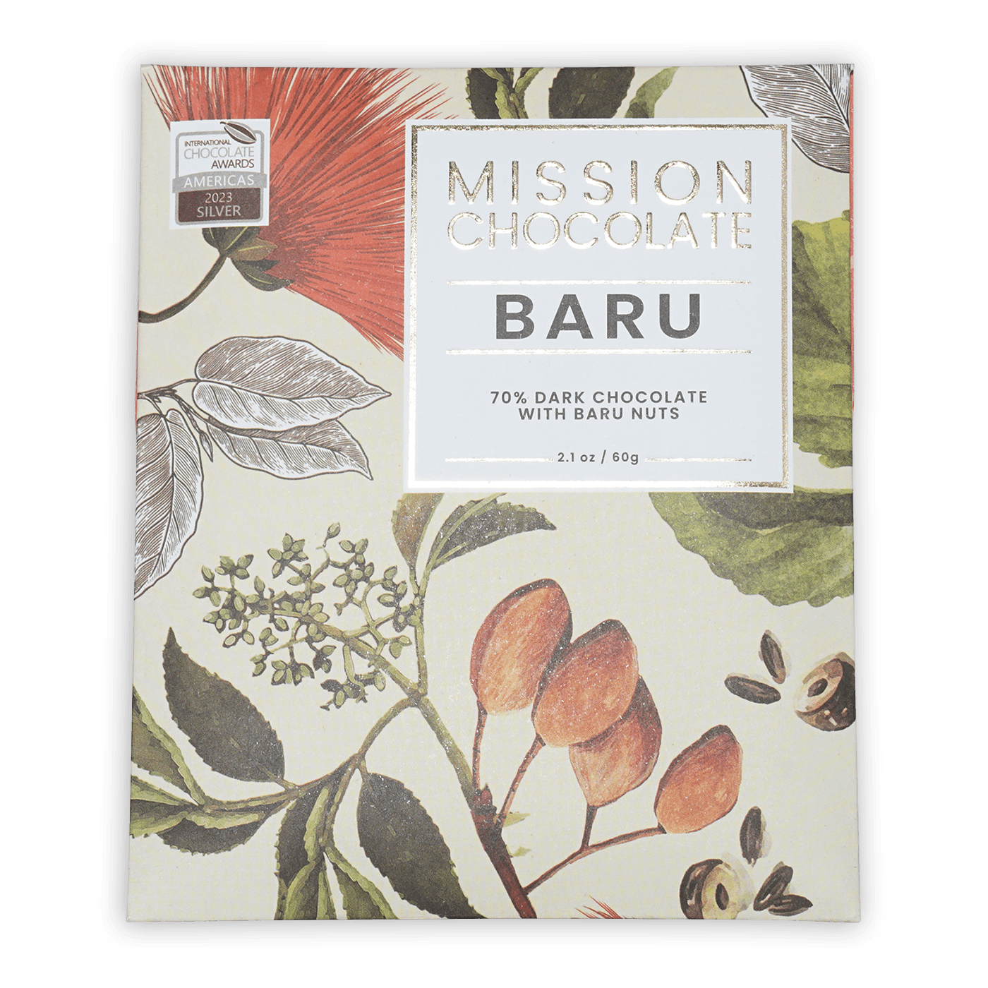 Mission Chocolate Baru Nut 70% dark chocolate bar with nuts in elegant box