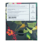 The back of mission chocolate brazil 70 percent limited package with vibrant red orange yellow and green floral patterns on dark background