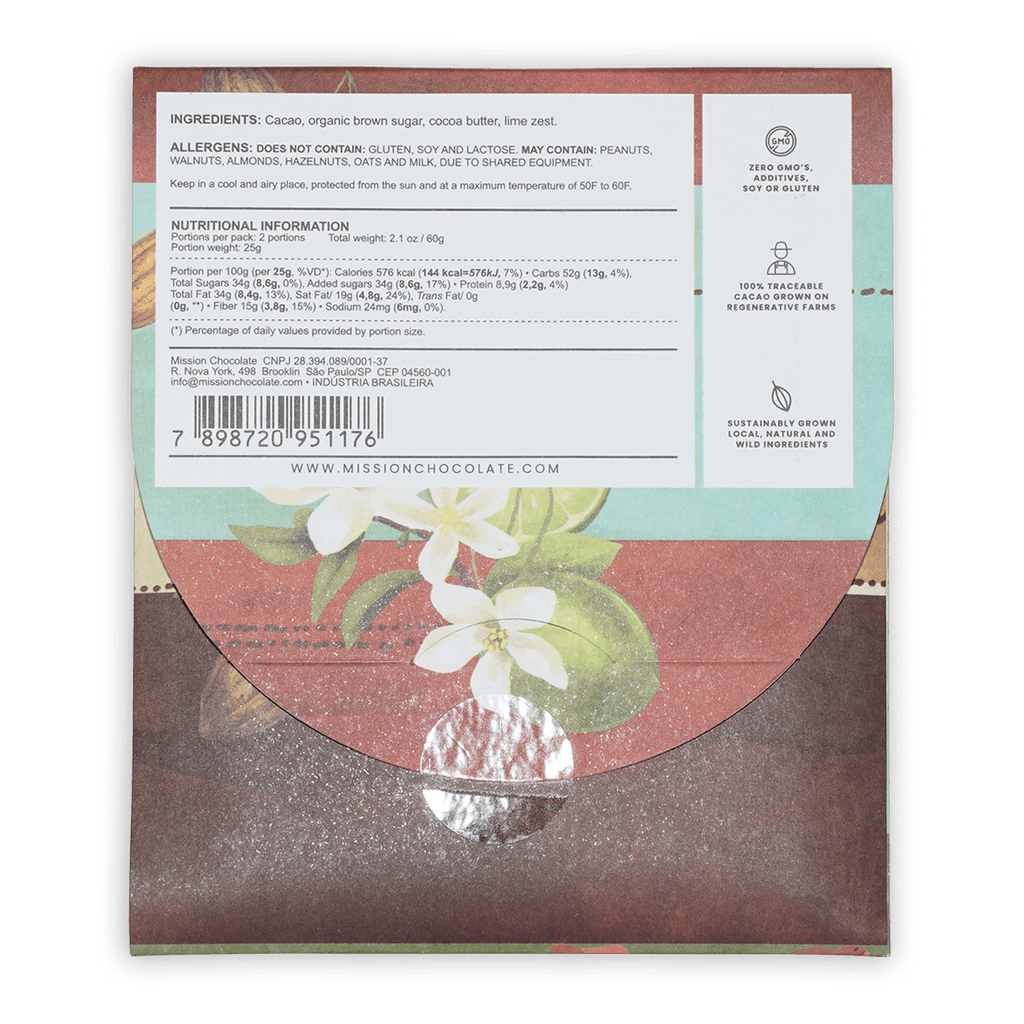 Mission Chocolate Brown Sugar & Lime 60% dark chocolate bar, 2.1 oz