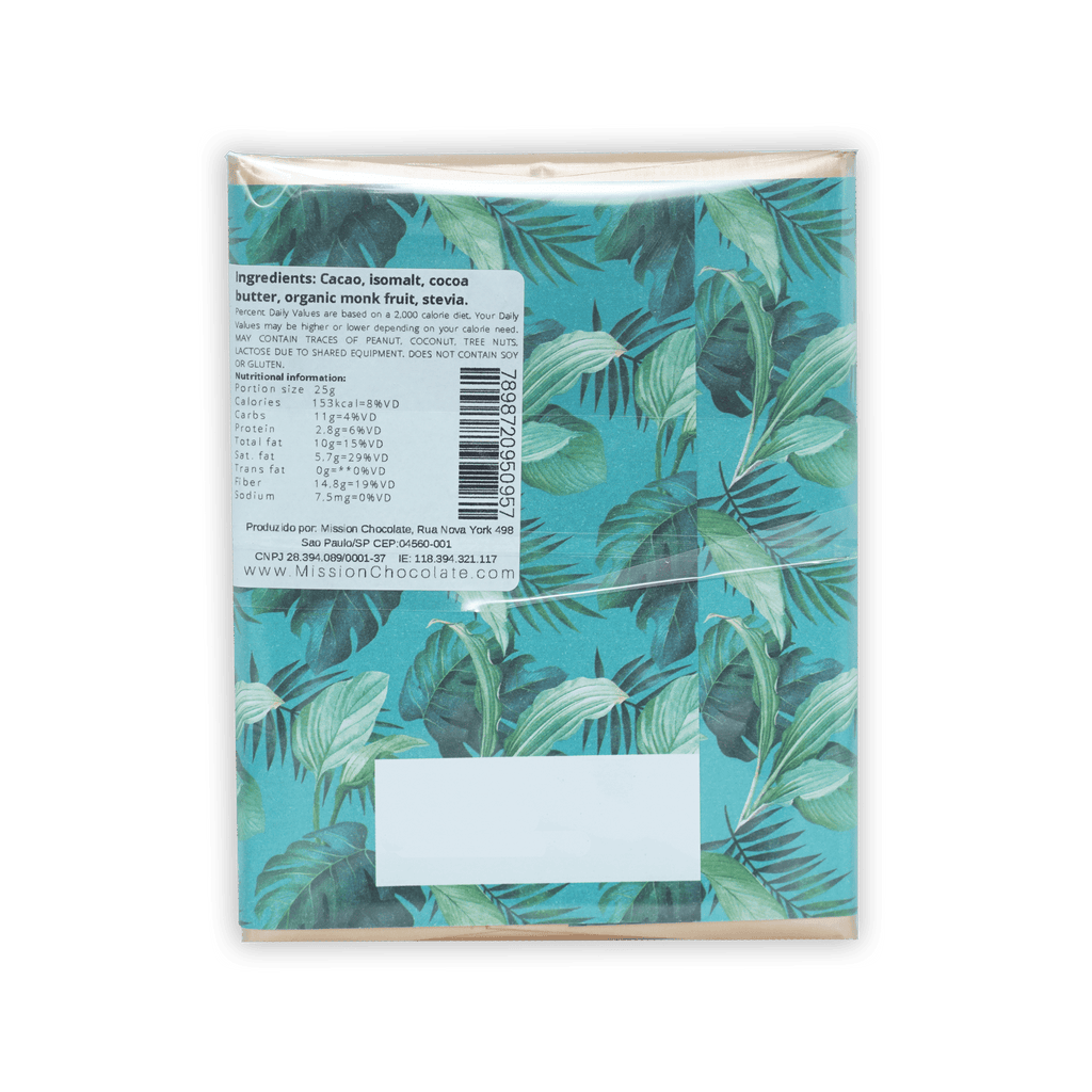 Mission Chocolate Dark Sugar Free 78% teal green tropical leaf wrapper