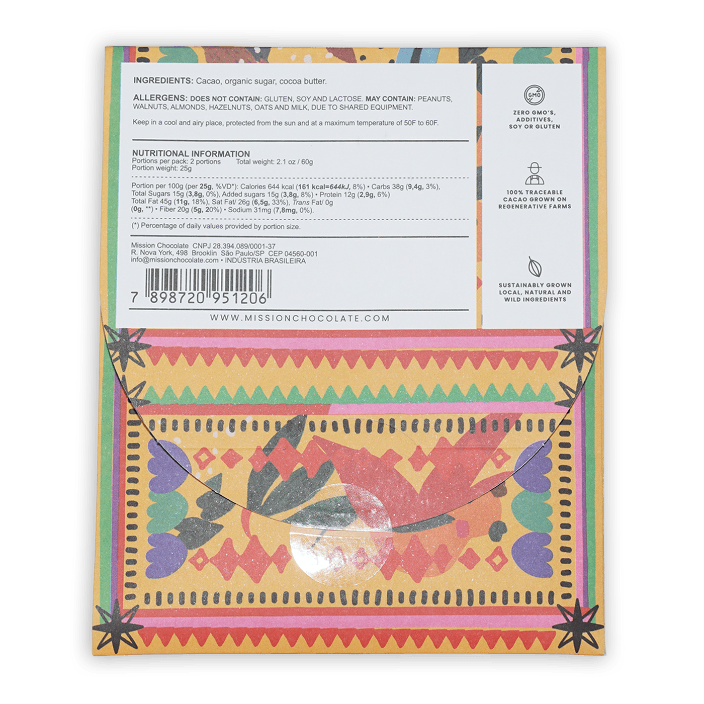 Mission Chocolate Escuro 85% with vibrant geometric floral packaging