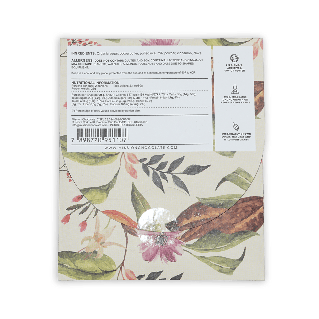 Mission Chocolate Horchata White Chocolate bar in botanical wrapper