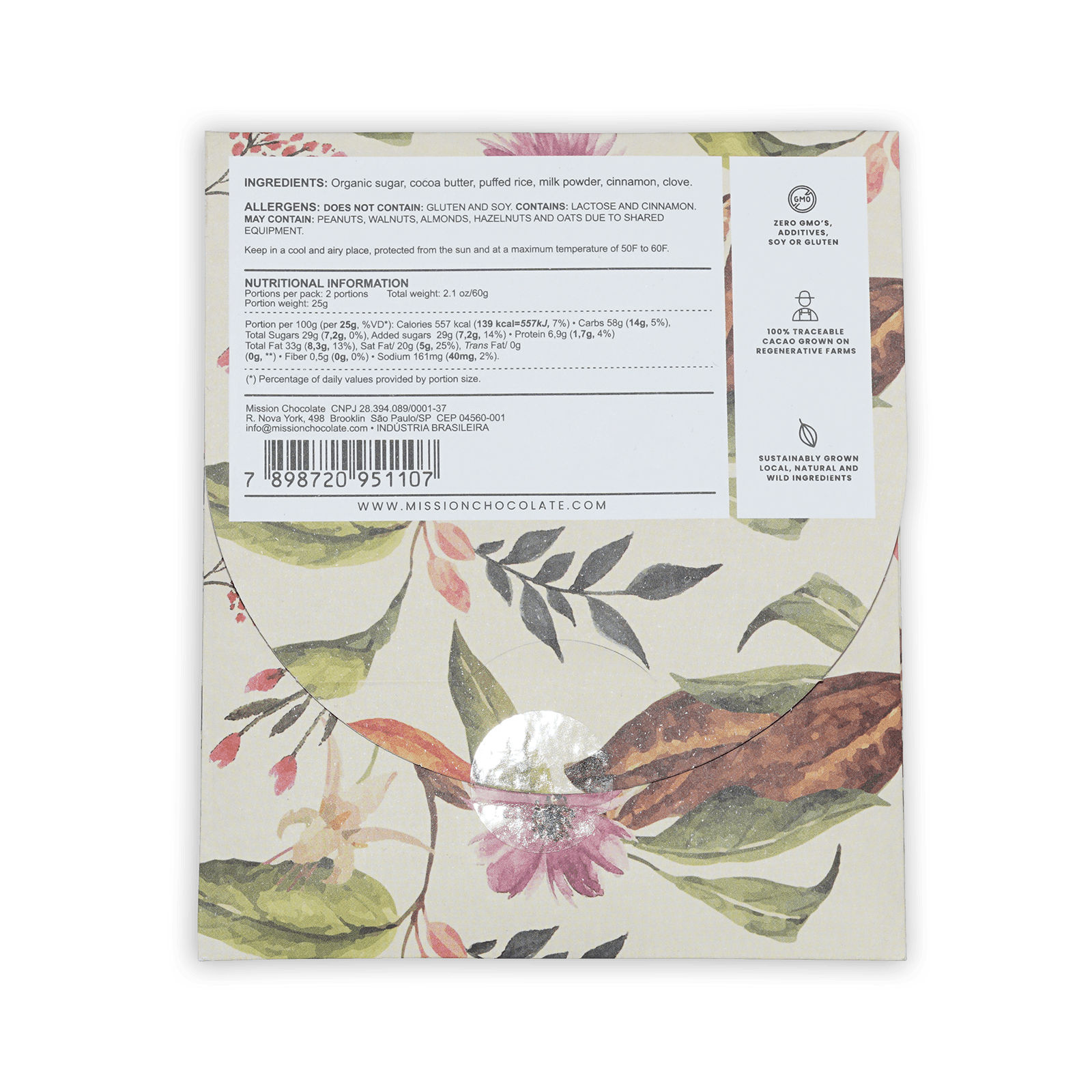 Mission Chocolate Horchata White Chocolate bar in botanical wrapper
