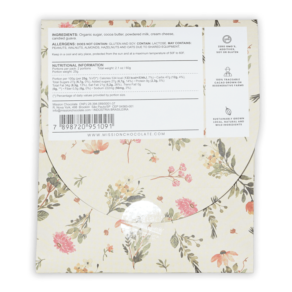 Mission Chocolate Romeo & Juliet white chocolate bar floral wrapper