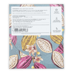 Mission chocolate two rivers 70 percent dark chocolate 2.1 oz bar with purple and yellow cacao pod illustrations on blue background