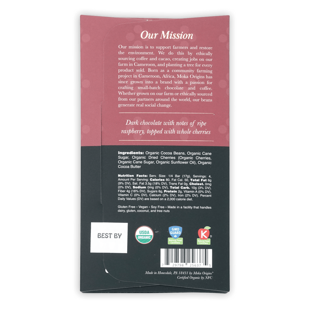 Moka Cherry Dark Chocolate Bar 72% Tanzania – Bar & Cocoa
