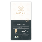 Moka Origins Dark Milk 58% cacao bar from Ghana in sleek wrapper