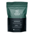 Moka origins peppermint drinking chocolate dark 72% in teal black pouch