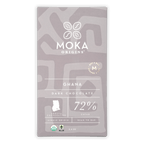 Moka Dark Ghana 72% cacao bar in sleek gray wrapper