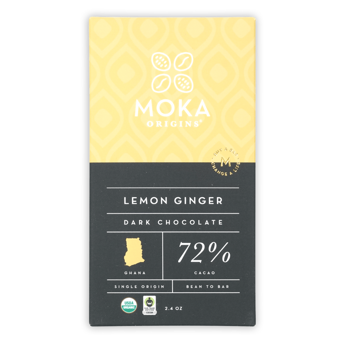 カカオページ Moka Lemon Ginger Dark Chocolate Bar 72% Cacao – Bar & Cocoa